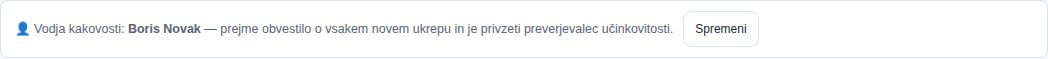 Vrstica z določenim vodjo kakovosti Boris Novak