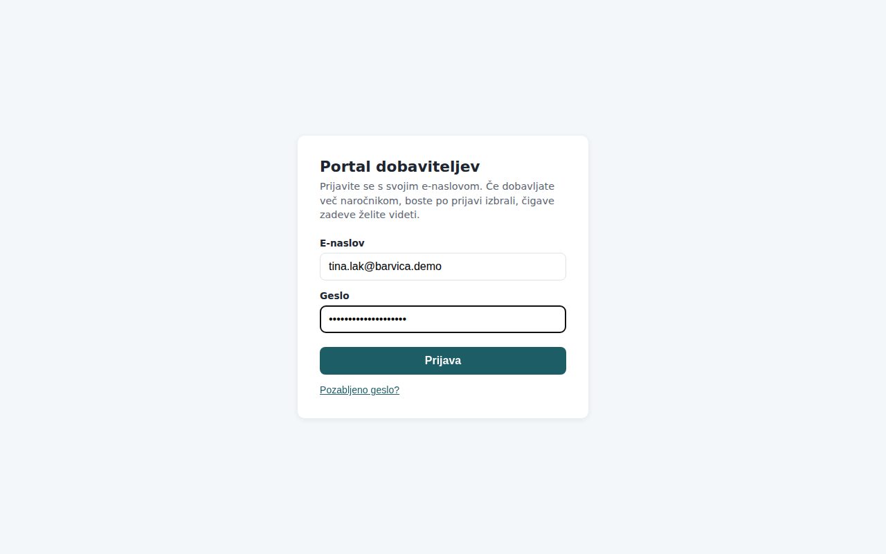 Prijava v portal z e-naslovom in geslom