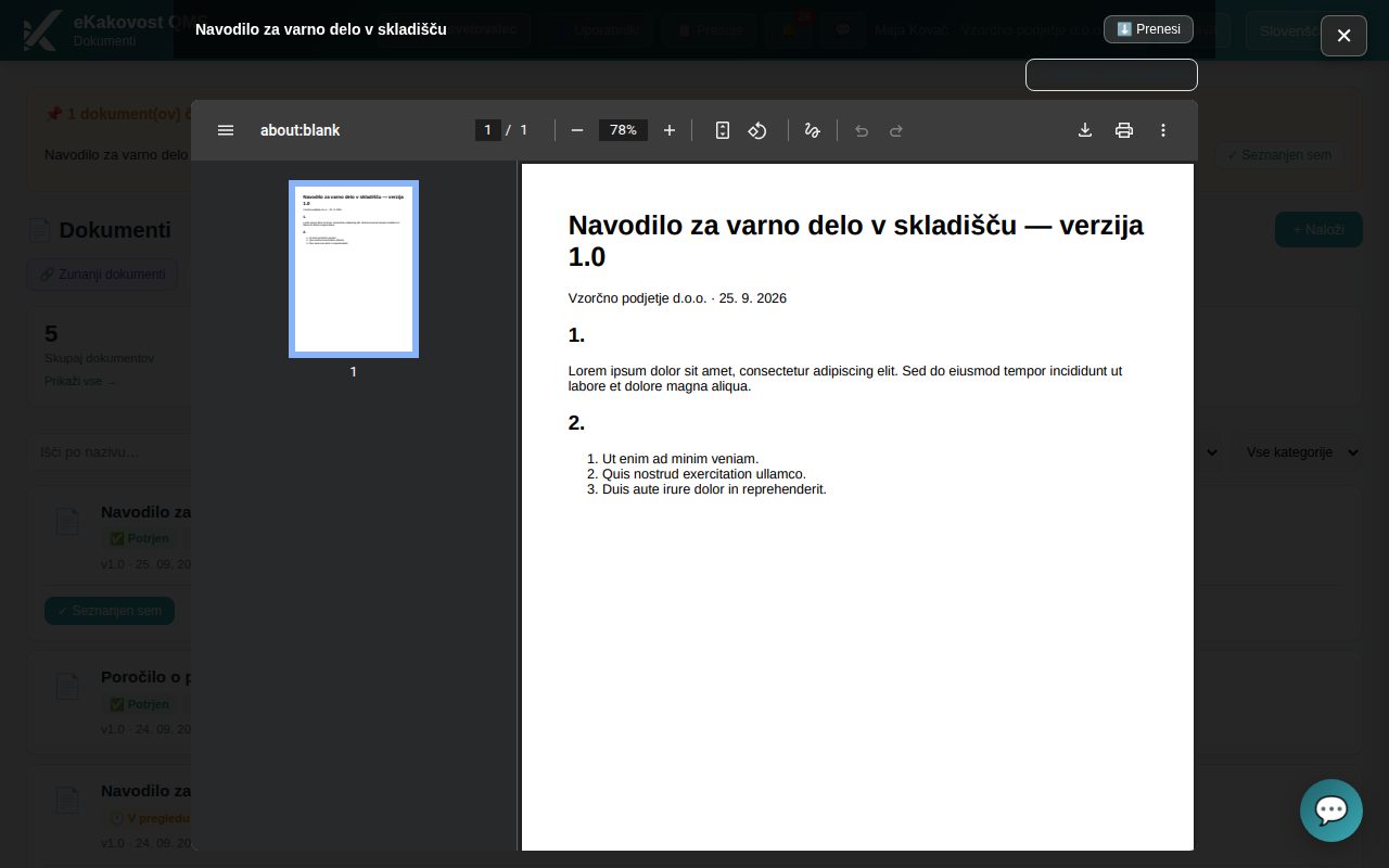 Predogled PDF dokumenta v oknu