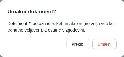 Potrditveno okno Umakni dokument?