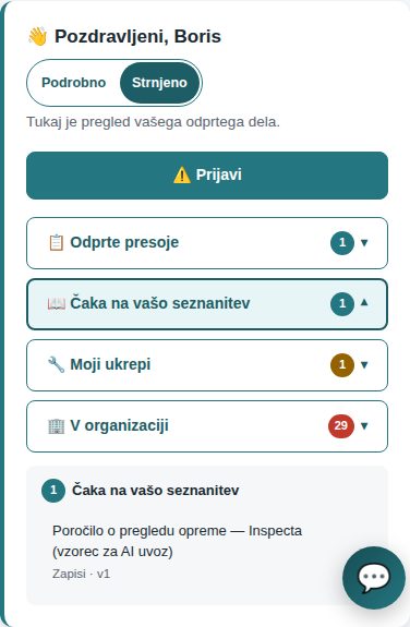 Strnjen pogled na telefonu: gumbi čez celo širino, razširjen en stolpec